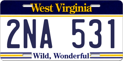 WV license plate 2NA531