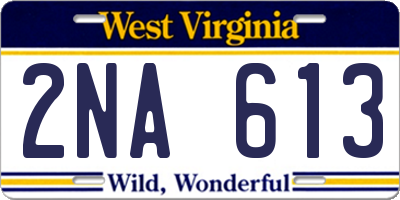 WV license plate 2NA613