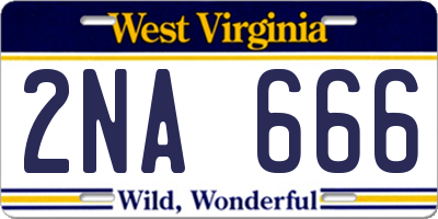 WV license plate 2NA666