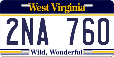 WV license plate 2NA760