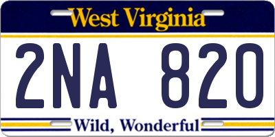 WV license plate 2NA820