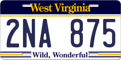 WV license plate 2NA875