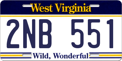 WV license plate 2NB551