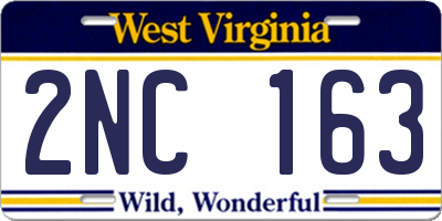 WV license plate 2NC163