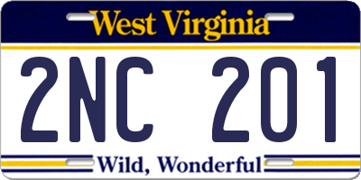 WV license plate 2NC201