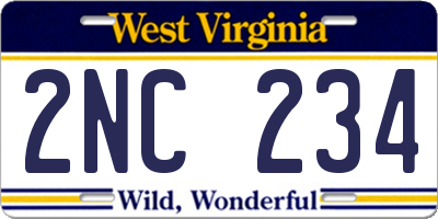 WV license plate 2NC234