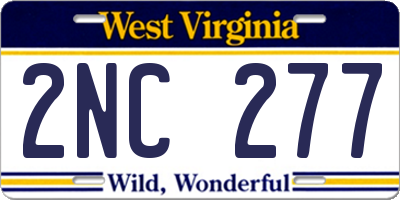 WV license plate 2NC277