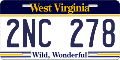 WV license plate 2NC278