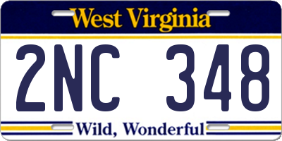 WV license plate 2NC348