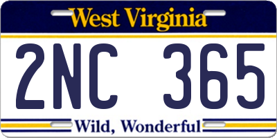 WV license plate 2NC365