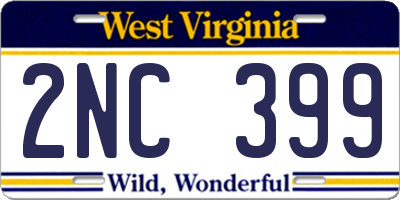 WV license plate 2NC399