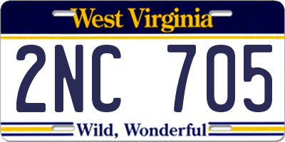 WV license plate 2NC705
