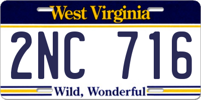 WV license plate 2NC716
