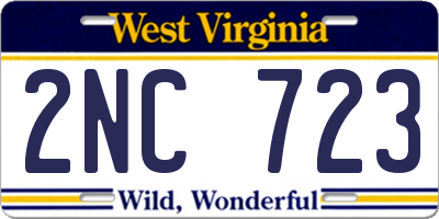 WV license plate 2NC723