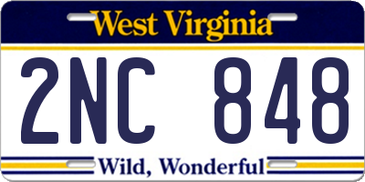 WV license plate 2NC848