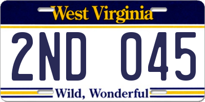 WV license plate 2ND045