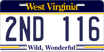 WV license plate 2ND116
