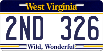 WV license plate 2ND326