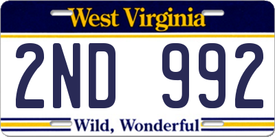WV license plate 2ND992