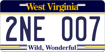 WV license plate 2NE007