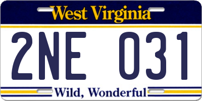 WV license plate 2NE031