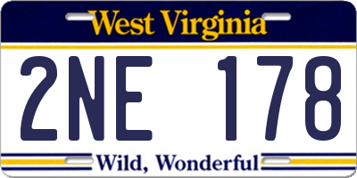 WV license plate 2NE178