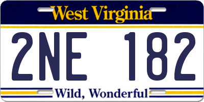 WV license plate 2NE182