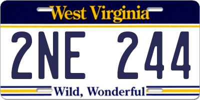 WV license plate 2NE244