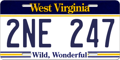 WV license plate 2NE247