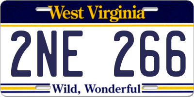WV license plate 2NE266