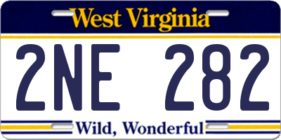 WV license plate 2NE282
