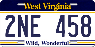 WV license plate 2NE458