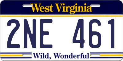 WV license plate 2NE461