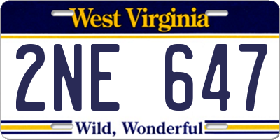 WV license plate 2NE647