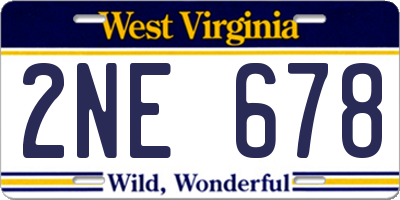 WV license plate 2NE678