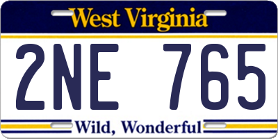 WV license plate 2NE765