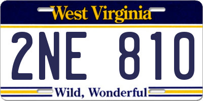 WV license plate 2NE810