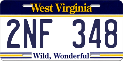 WV license plate 2NF348
