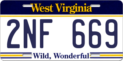 WV license plate 2NF669