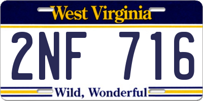 WV license plate 2NF716