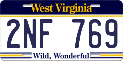 WV license plate 2NF769