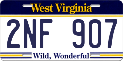 WV license plate 2NF907