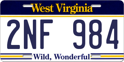 WV license plate 2NF984