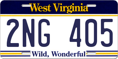 WV license plate 2NG405
