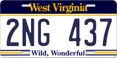 WV license plate 2NG437