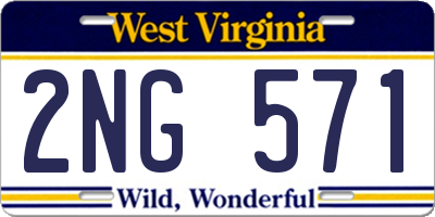 WV license plate 2NG571