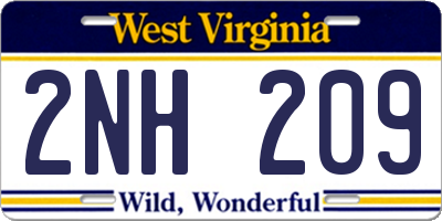 WV license plate 2NH209