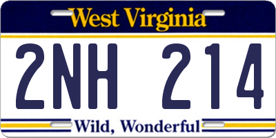 WV license plate 2NH214
