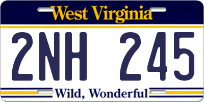 WV license plate 2NH245