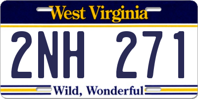 WV license plate 2NH271